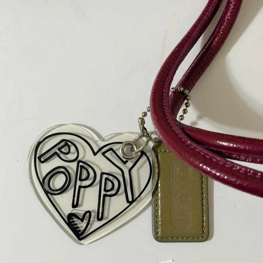 Coach Poppy Hearts Graffiti Tote With Bag Charms Coated Canvas Gray‎ Pink Y2K - Picture 7 of 16